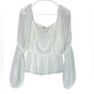 Lovecollete White Textured Blouse.Size M